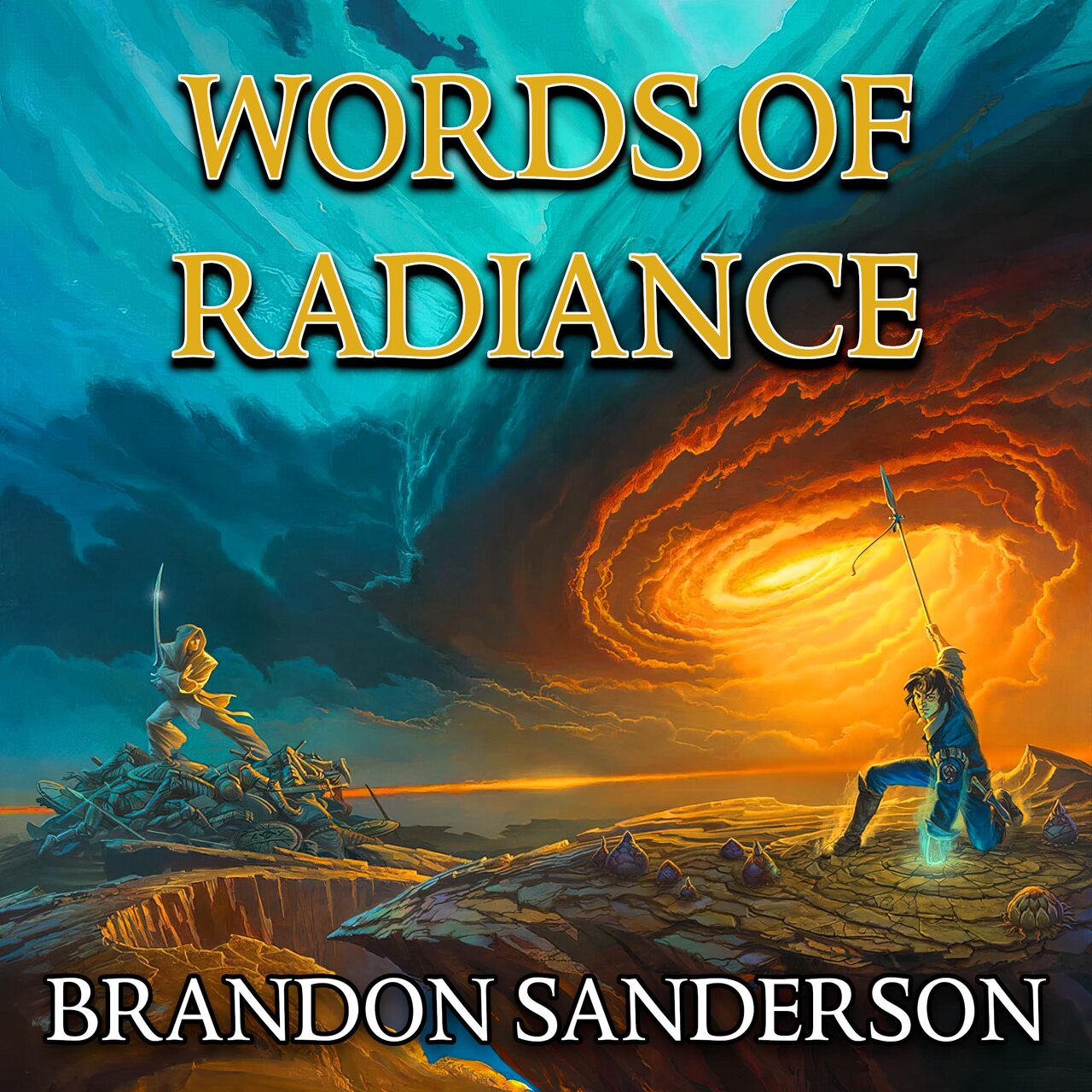 Audiobook cover for Stormlight Archive Series. 4 Books Collection Set. the Way of Kings, Words of Radiance, Oathbringer, Rhythm of War by Brandon Sanderson