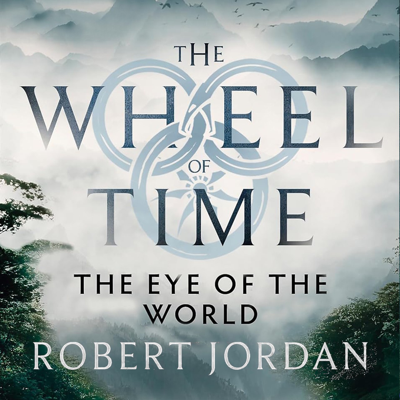 Audiobook cover for The Wheel of Time. Books 0-4 set. New Spring, The Eye of the World, The Great Hunt, The Dragon Reborn, and The Shadow Rising. Robert Jordan