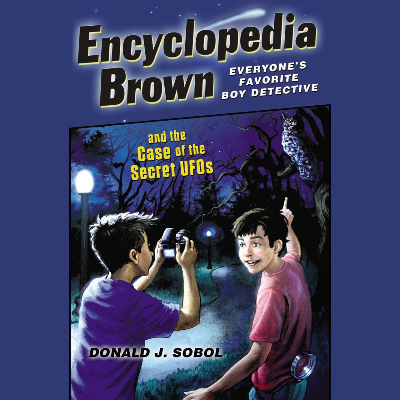 Audiobook cover for Encyclopedia Brown and the case of the secret UFOs