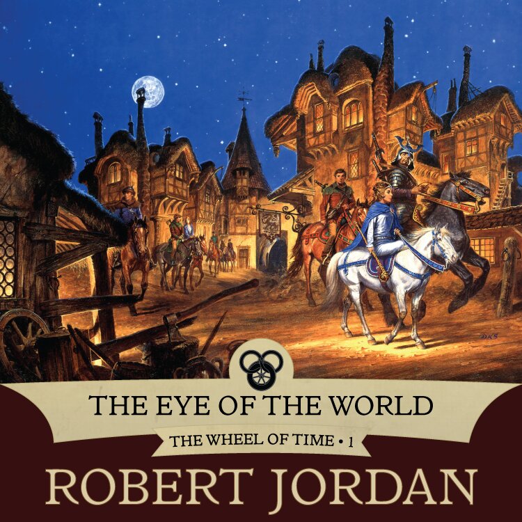 Audiobook cover for The Wheel of Time. Books 0-4 set. New Spring, The Eye of the World, The Great Hunt, The Dragon Reborn, and The Shadow Rising. Robert Jordan