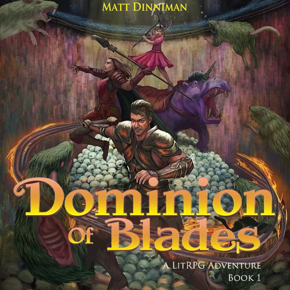 Audiobook cover for Dominion of Blades: A LitRPG Adventure (Volume 1)
